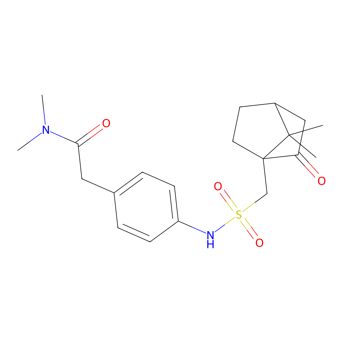 2-(4-((7,7-dimethyl-2-oxobicyclo[2.2.1]heptan-1-yl)methylsulfonamido)phenyl)-N,N-dimethylacetamide molecular structure, CAS 2034244-00-1