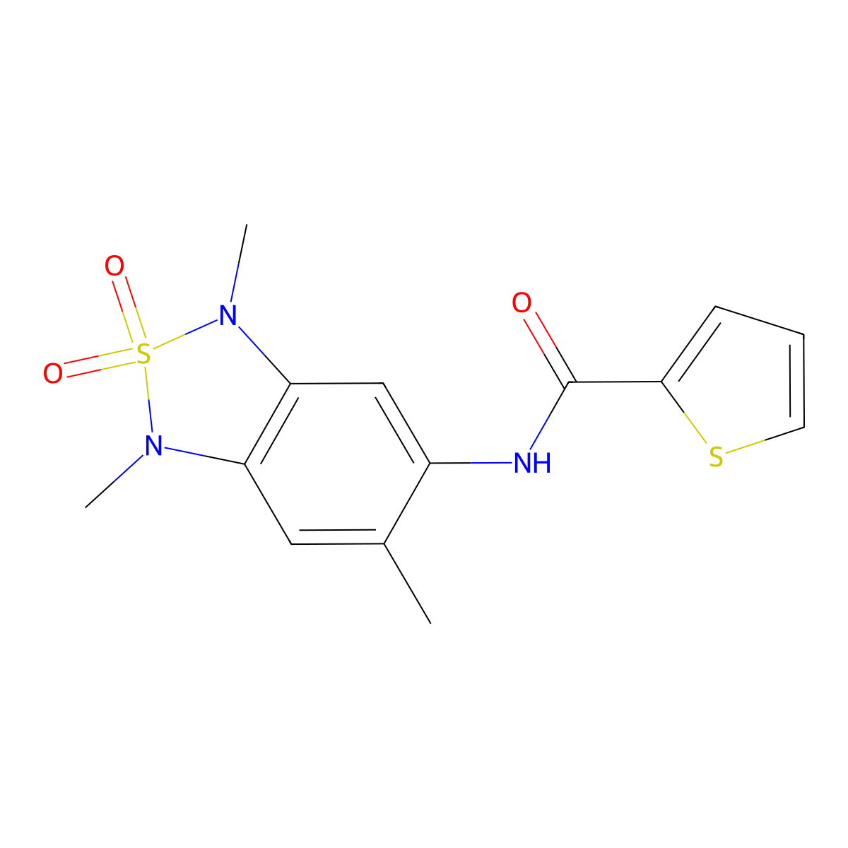 N-(1,3,6-trimethyl-2,2-dioxido-1,3-dihydrobenzo[c][1,2,5]thiadiazol-5-yl)thiophene-2-carboxamide molecular structure, CAS 2034244-03-4