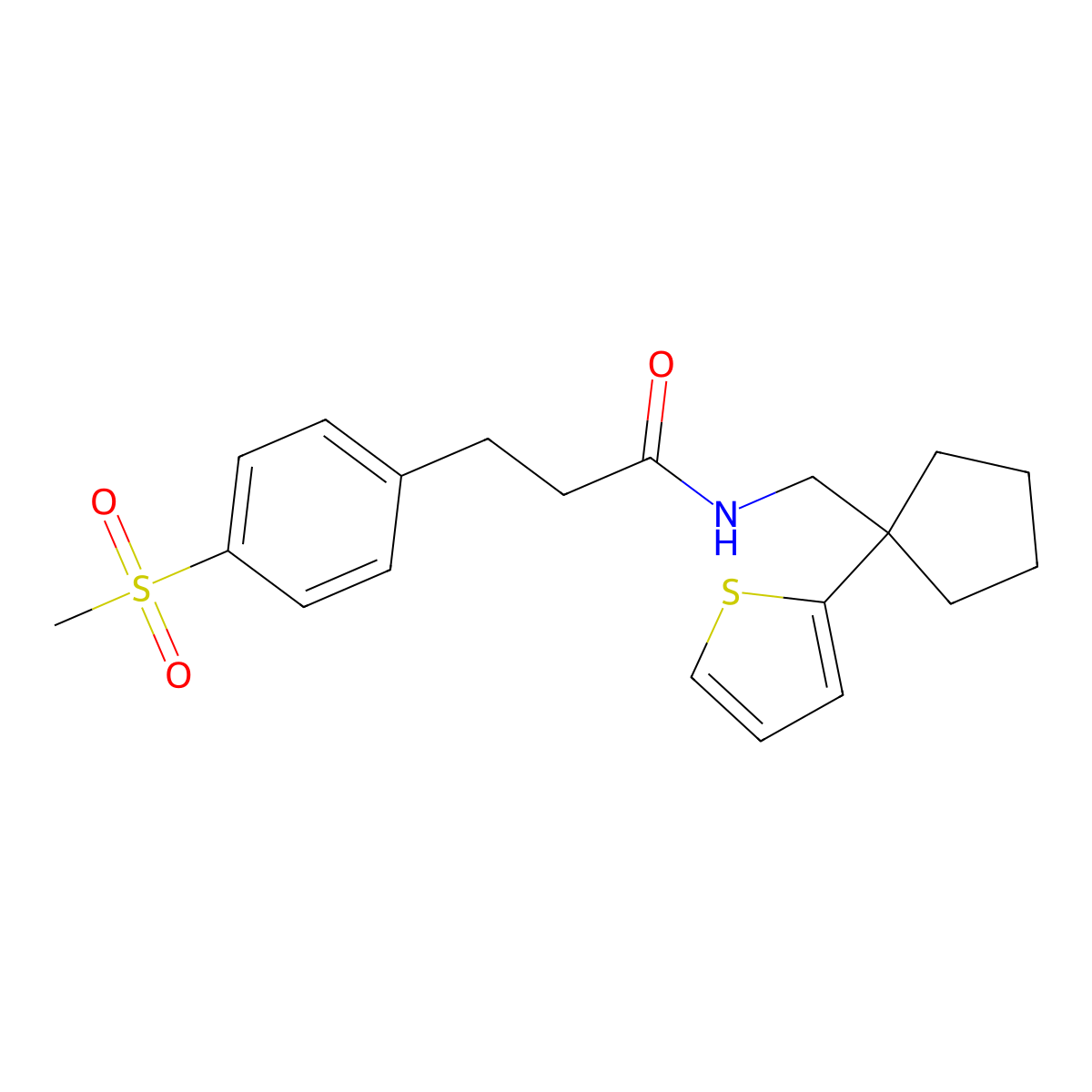 3-(4-(methylsulfonyl)phenyl)-N-((1-(thiophen-2-yl)cyclopentyl)methyl)propanamide molecular structure, CAS 2034244-05-6