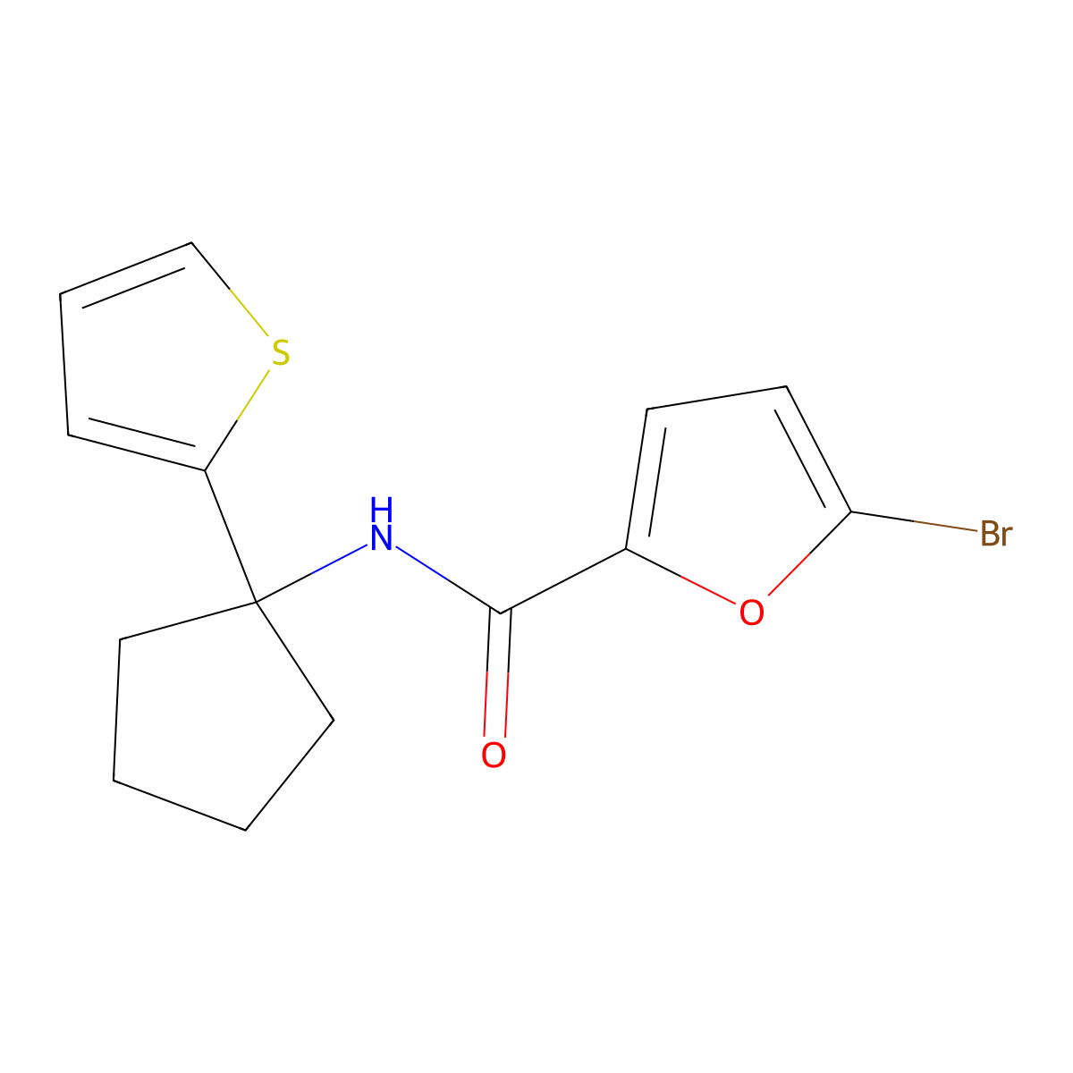 5-bromo-N-(1-(thiophen-2-yl)cyclopentyl)furan-2-carboxamide molecular structure, CAS 2034244-07-8