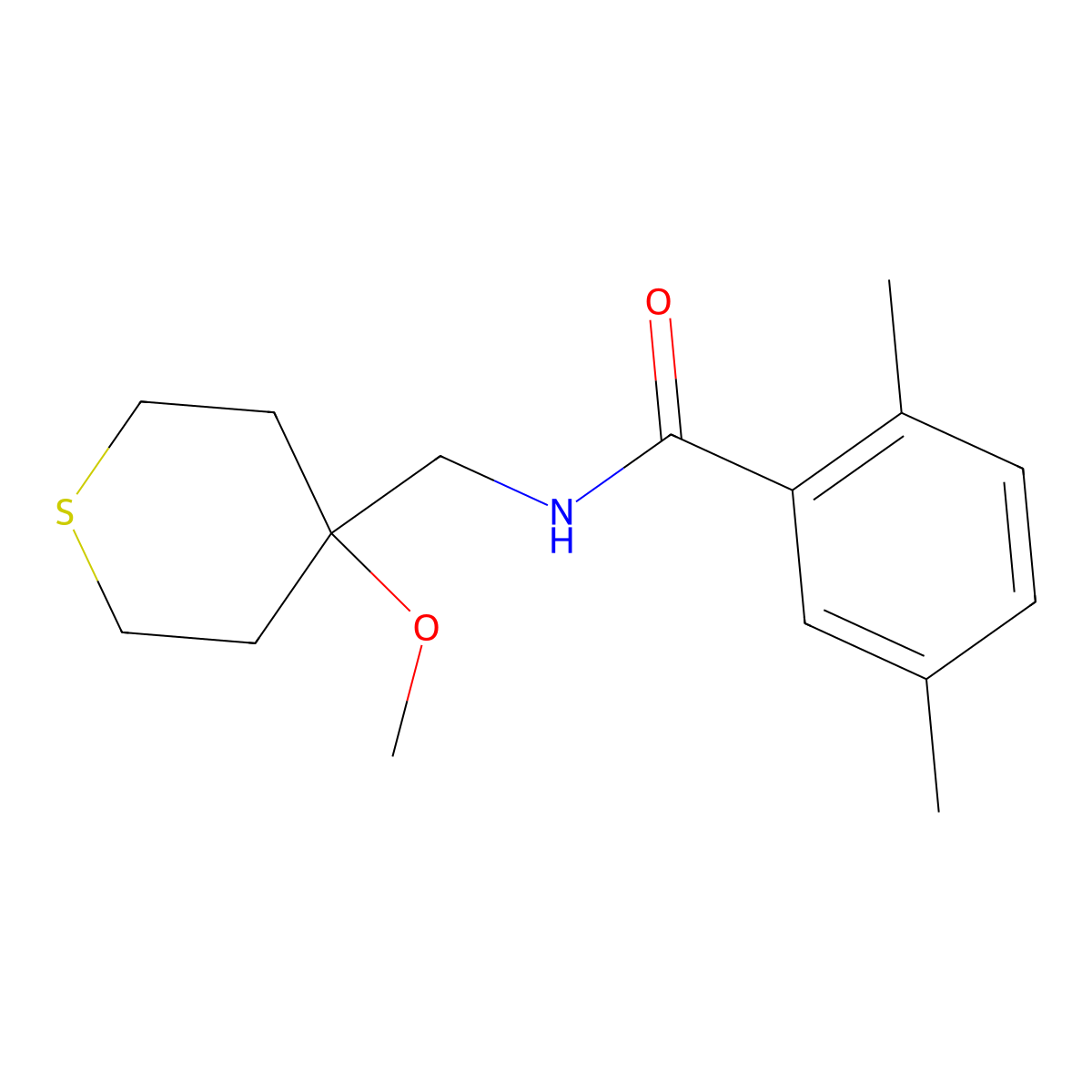 N-[(4-methoxythian-4-yl)methyl]-2,5-dimethylbenzamide molecular structure, CAS 2034244-22-7