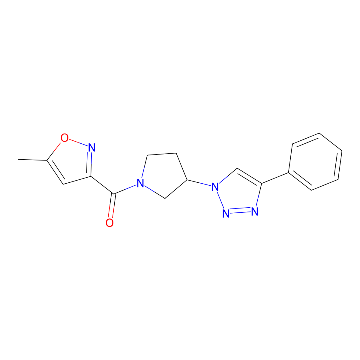 (5-methylisoxazol-3-yl)(3-(4-phenyl-1H-1,2,3-triazol-1-yl)pyrrolidin-1-yl)methanone molecular structure, CAS 2034244-38-5