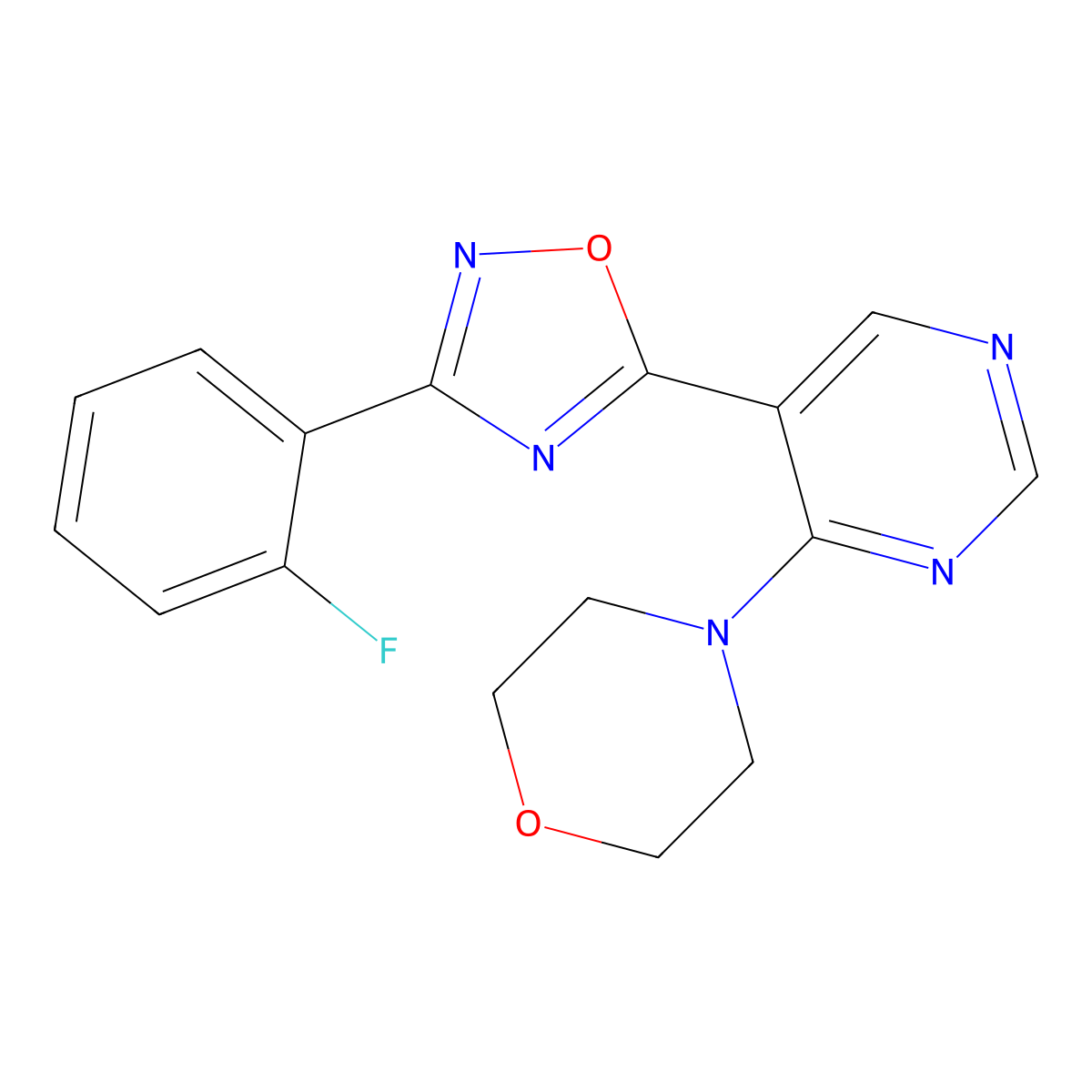 4-(5-(3-(2-Fluorophenyl)-1,2,4-oxadiazol-5-yl)pyrimidin-4-yl)morpholine molecular structure, CAS 2034244-46-5