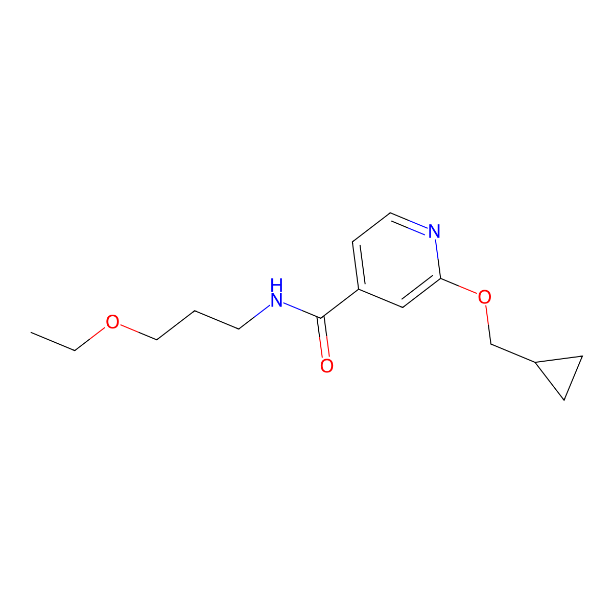 2-(cyclopropylmethoxy)-N-(3-ethoxypropyl)isonicotinamide molecular structure, CAS 2034244-51-2