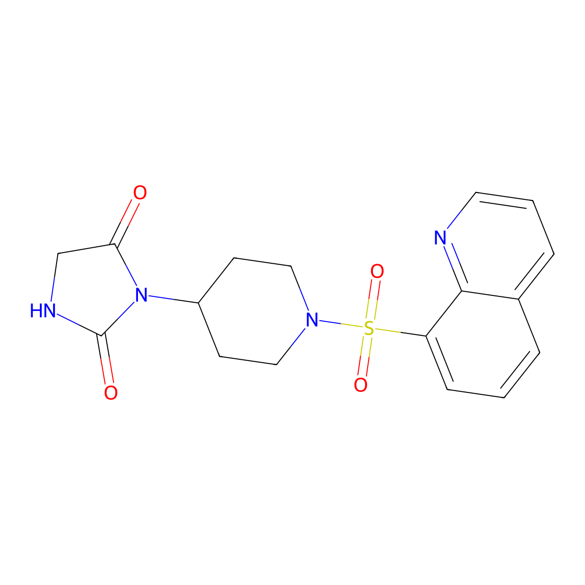 3-(1-(Quinolin-8-ylsulfonyl)piperidin-4-yl)imidazolidine-2,4-dione molecular structure, CAS 2034244-52-3