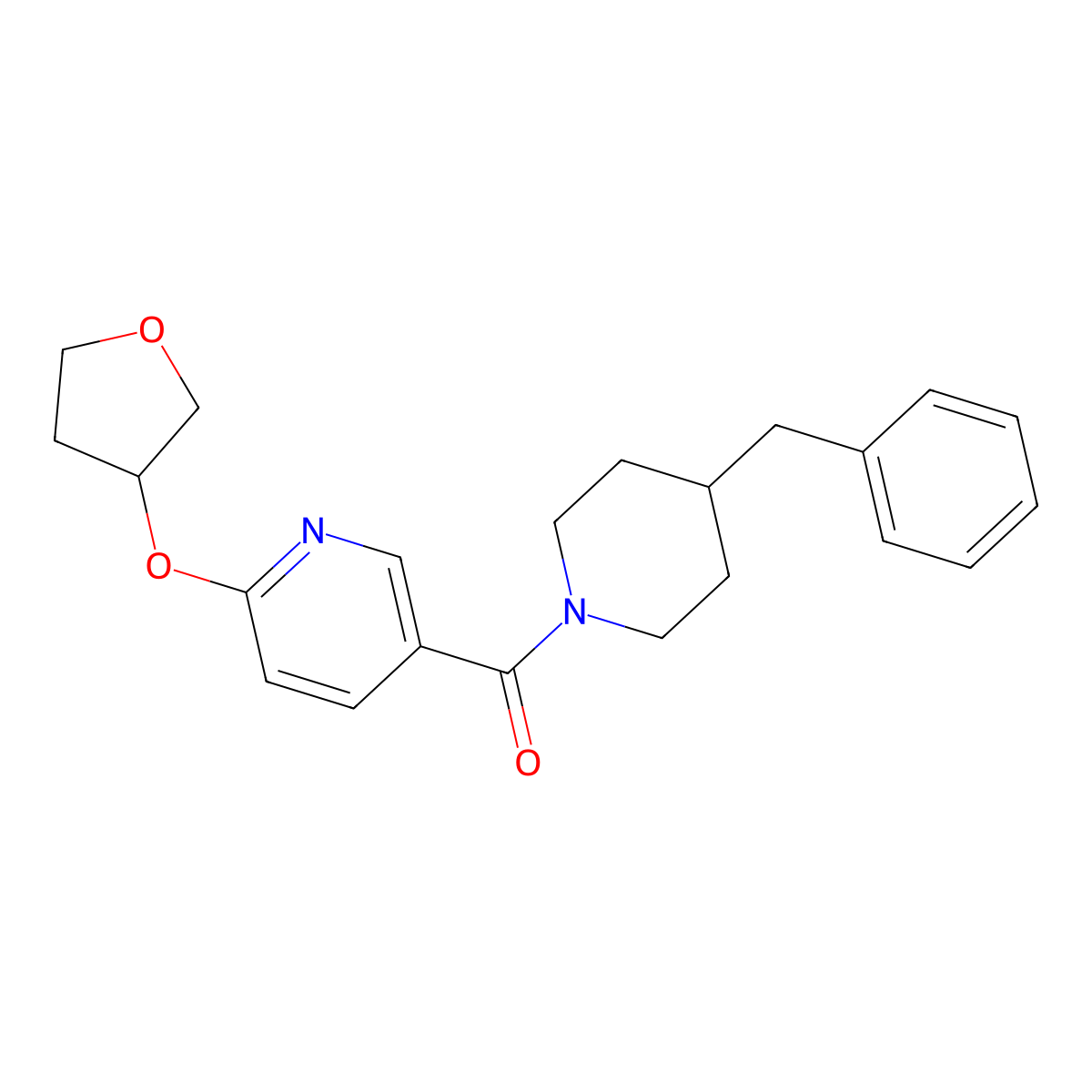 (4-Benzylpiperidin-1-yl)(6-((tetrahydrofuran-3-yl)oxy)pyridin-3-yl)methanone molecular structure, CAS 2034244-54-5
