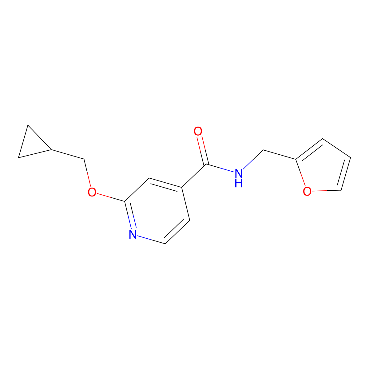 2-(cyclopropylmethoxy)-N-(furan-2-ylmethyl)isonicotinamide molecular structure, CAS 2034244-57-8