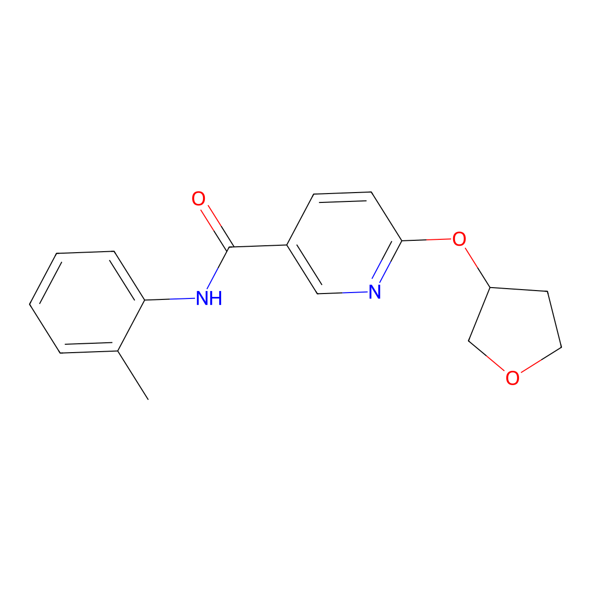 6-((tetrahydrofuran-3-yl)oxy)-N-(o-tolyl)nicotinamide molecular structure, CAS 2034244-59-0