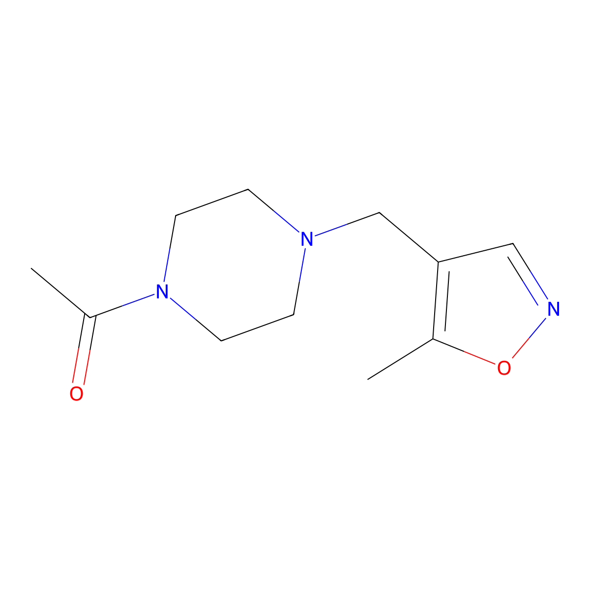 1-(4-((5-Methylisoxazol-4-yl)methyl)piperazin-1-yl)ethanone molecular structure, CAS 2034244-63-6