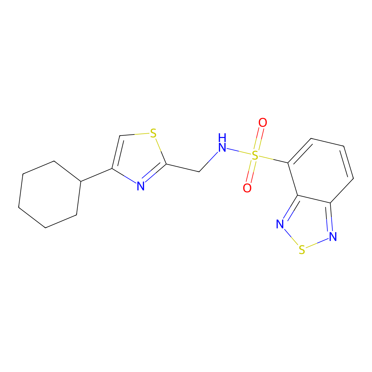 N-((4-cyclohexylthiazol-2-yl)methyl)benzo[c][1,2,5]thiadiazole-4-sulfonamide molecular structure, CAS 2034244-64-7