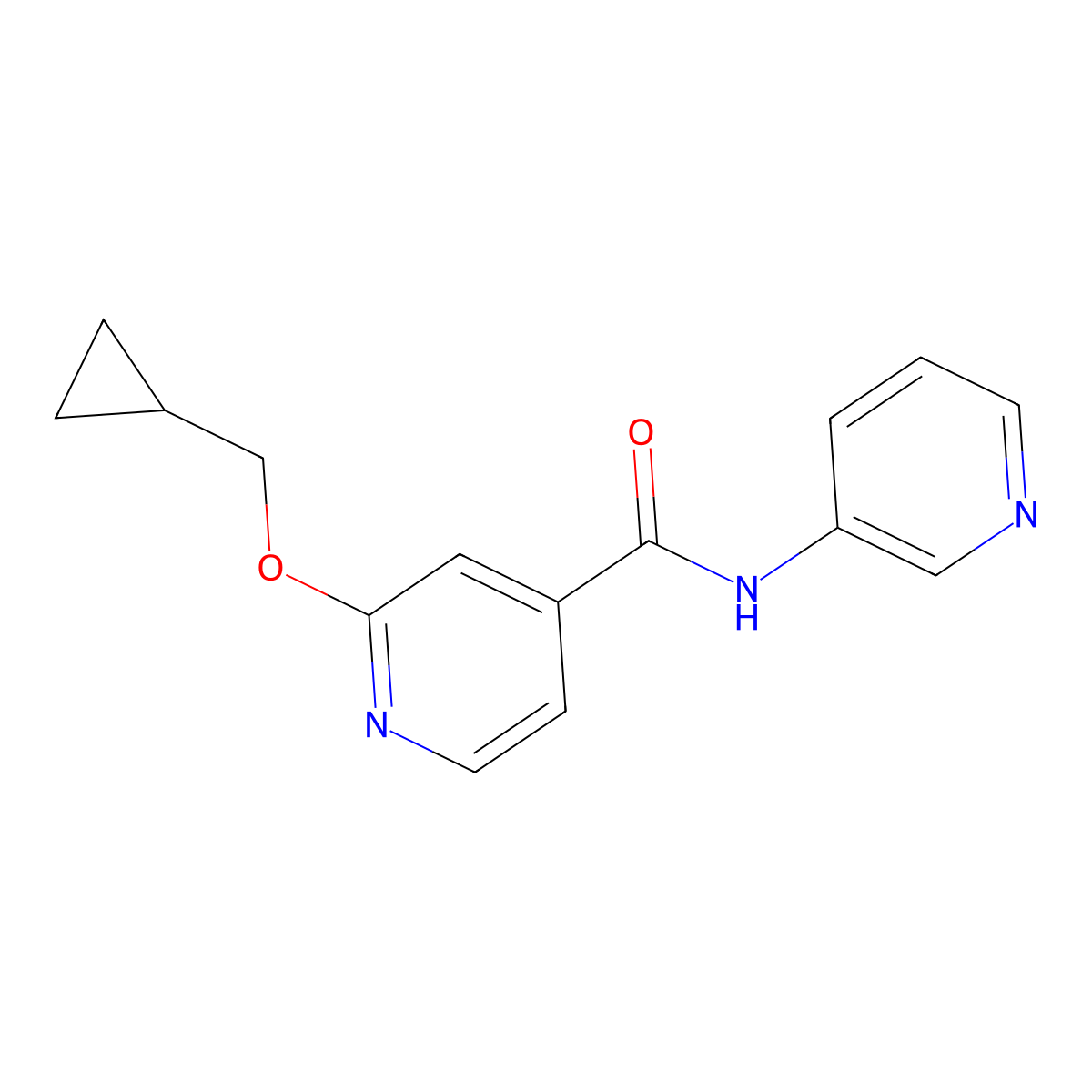 2-(cyclopropylmethoxy)-N-(pyridin-3-yl)isonicotinamide molecular structure, CAS 2034244-65-8