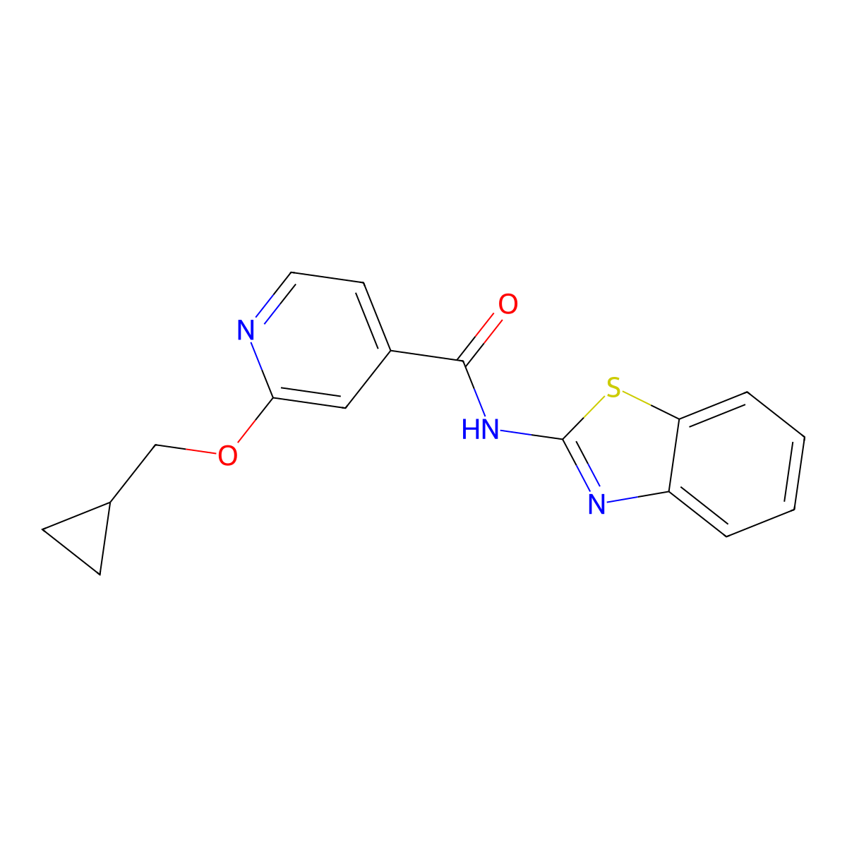 N-(benzo[d]thiazol-2-yl)-2-(cyclopropylmethoxy)isonicotinamide molecular structure, CAS 2034244-67-0