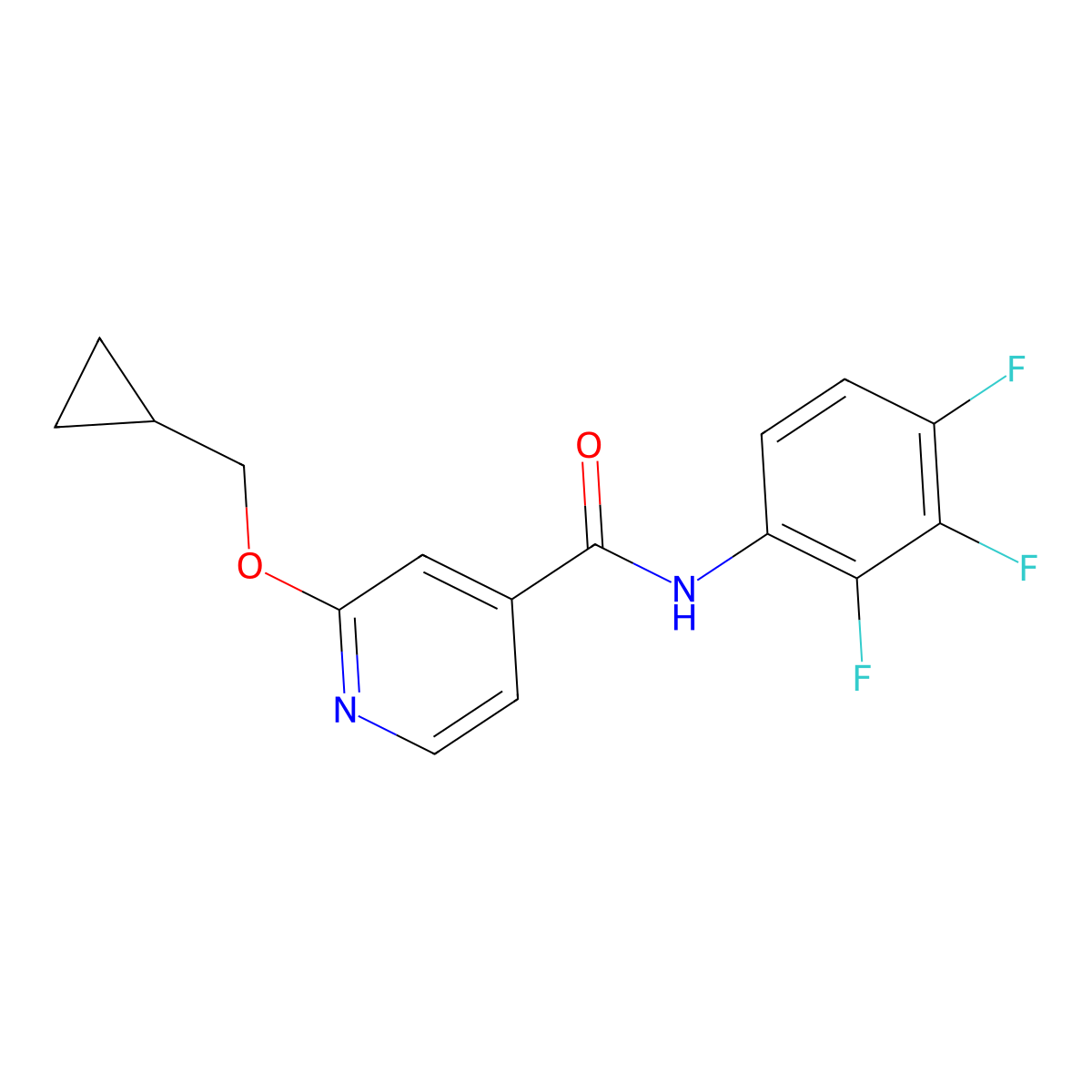 2-(cyclopropylmethoxy)-N-(2,3,4-trifluorophenyl)isonicotinamide molecular structure, CAS 2034244-71-6
