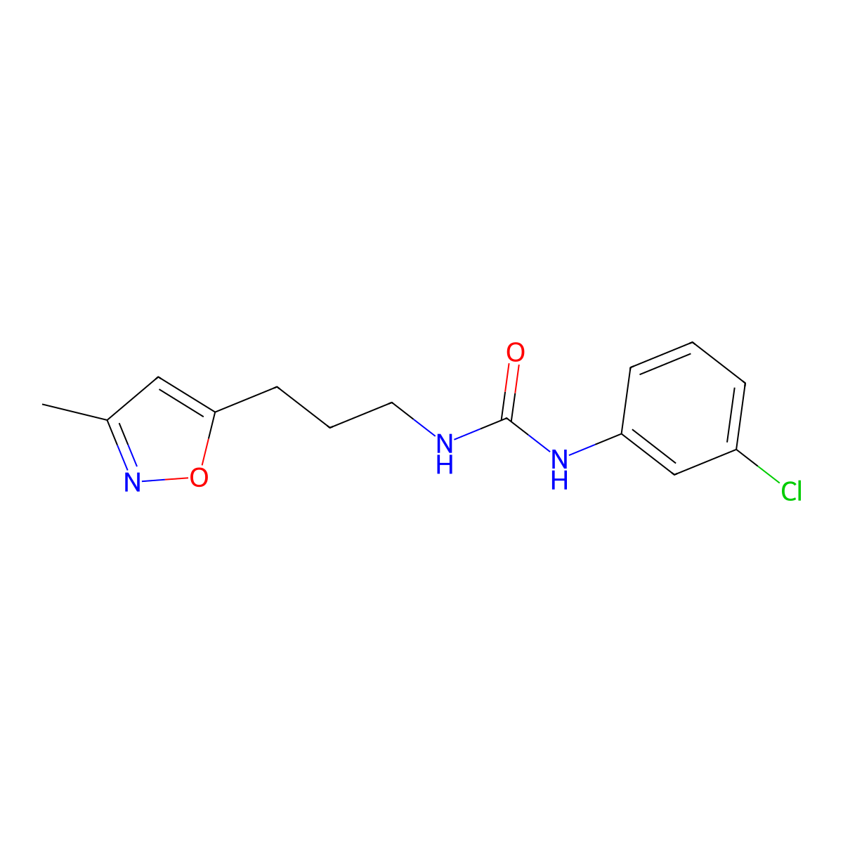 1-(3-Chlorophenyl)-3-(3-(3-methylisoxazol-5-yl)propyl)urea molecular structure, CAS 2034244-83-0