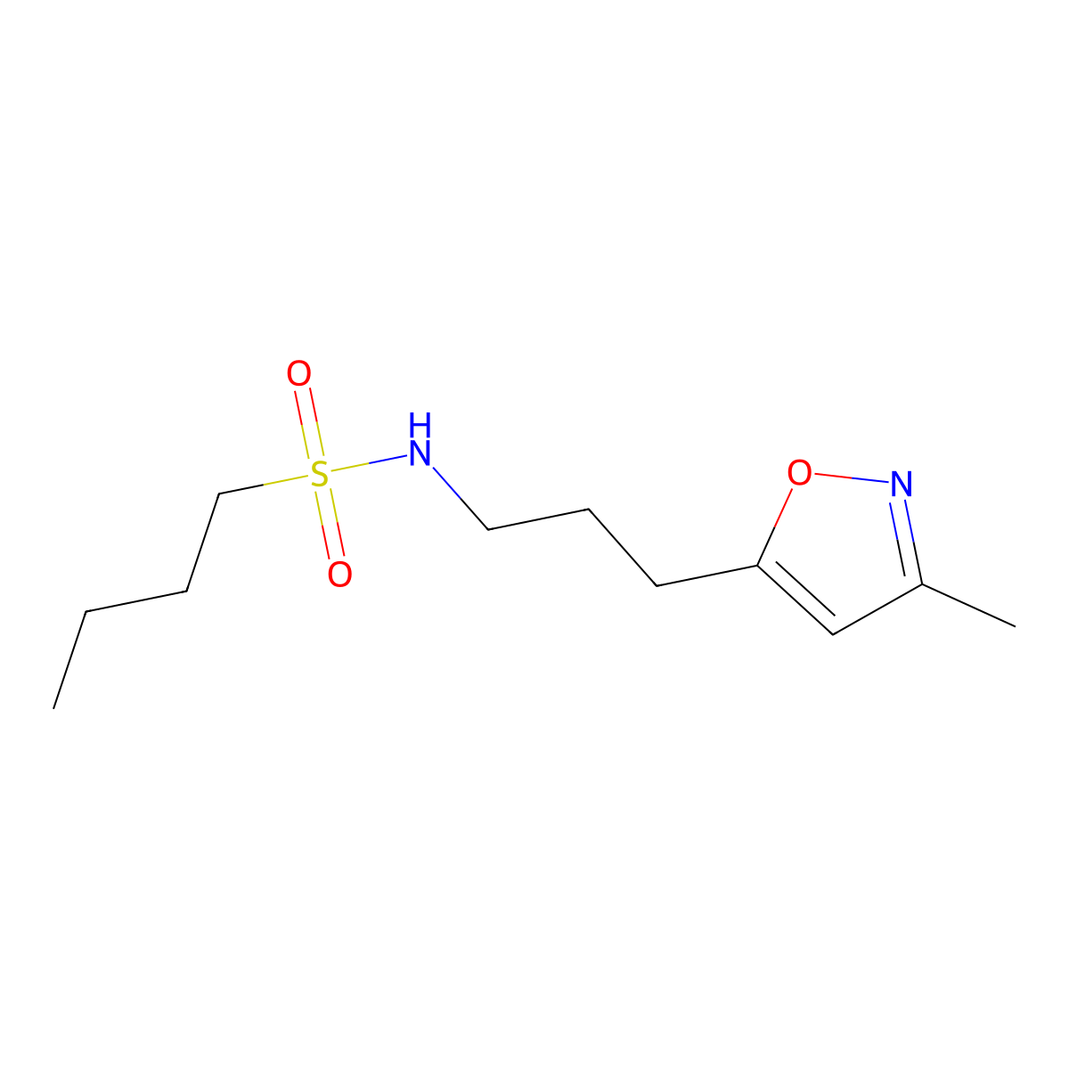 N-(3-(3-methylisoxazol-5-yl)propyl)butane-1-sulfonamide molecular structure, CAS 2034244-88-5
