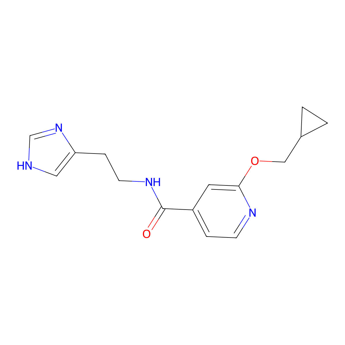 N-(2-(1H-imidazol-4-yl)ethyl)-2-(cyclopropylmethoxy)isonicotinamide molecular structure, CAS 2034244-90-9