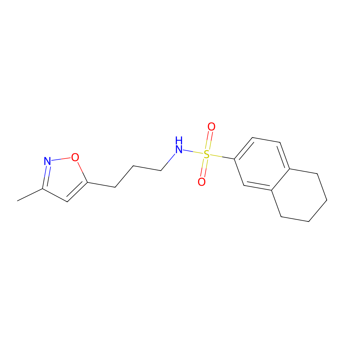 N-(3-(3-methylisoxazol-5-yl)propyl)-5,6,7,8-tetrahydronaphthalene-2-sulfonamide molecular structure, CAS 2034244-94-3
