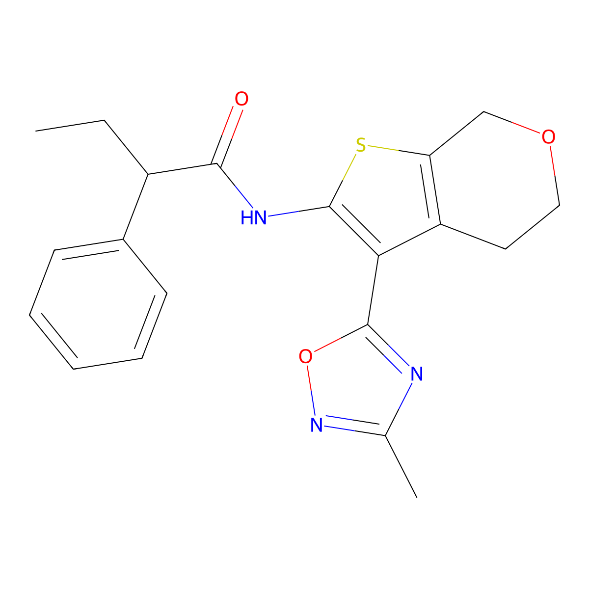 N-(3-(3-methyl-1,2,4-oxadiazol-5-yl)-5,7-dihydro-4H-thieno[2,3-c]pyran-2-yl)-2-phenylbutanamide molecular structure, CAS 2034244-95-4