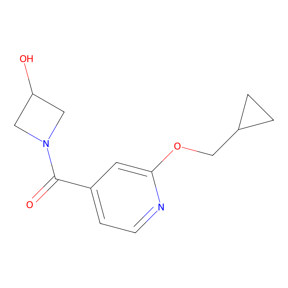 (2-(Cyclopropylmethoxy)pyridin-4-yl)(3-hydroxyazetidin-1-yl)methanone molecular structure, CAS 2034244-97-6