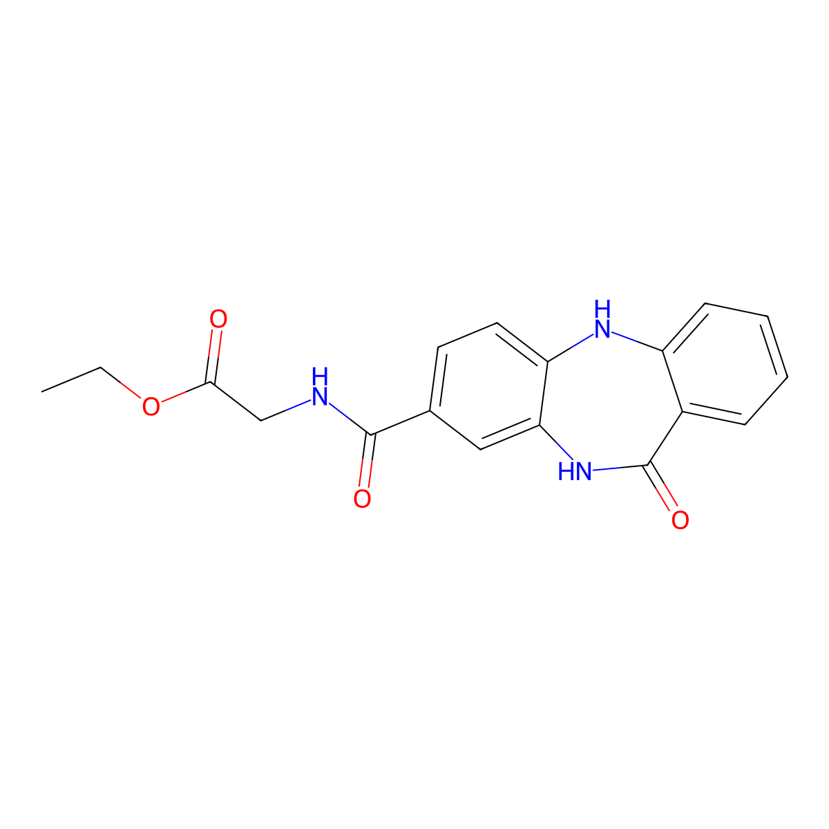 ethyl 2-(11-oxo-10,11-dihydro-5H-dibenzo[b,e][1,4]diazepine-8-carboxamido)acetate molecular structure, CAS 2034245-00-4