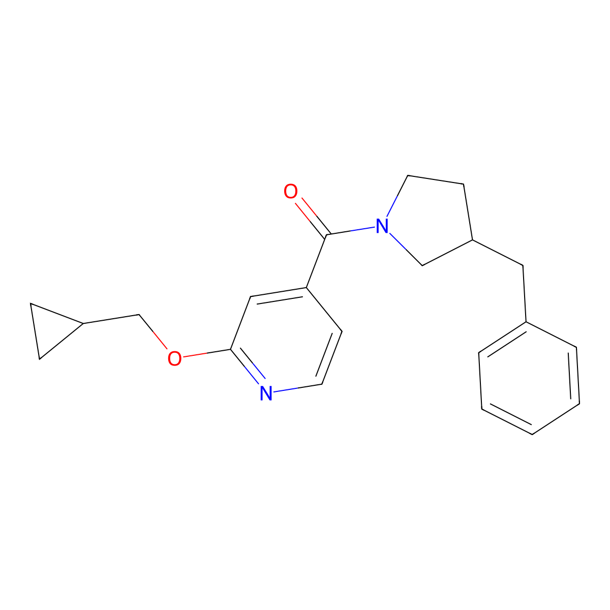 (3-Benzylpyrrolidin-1-yl)(2-(cyclopropylmethoxy)pyridin-4-yl)methanone molecular structure, CAS 2034245-03-7