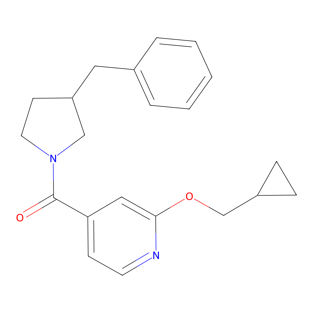 (3-Benzylpyrrolidin-1-yl)(2-(cyclopropylmethoxy)pyridin-4-yl)methanone molecular structure, CAS 2034245-03-7