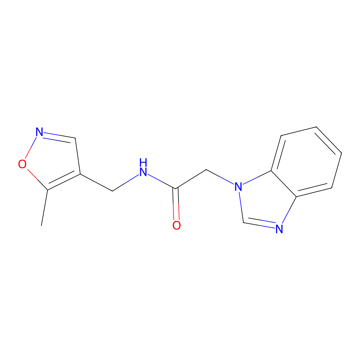 2-(1H-1,3-benzodiazol-1-yl)-N-[(5-methyl-1,2-oxazol-4-yl)methyl]acetamide molecular structure, CAS 2034245-35-5