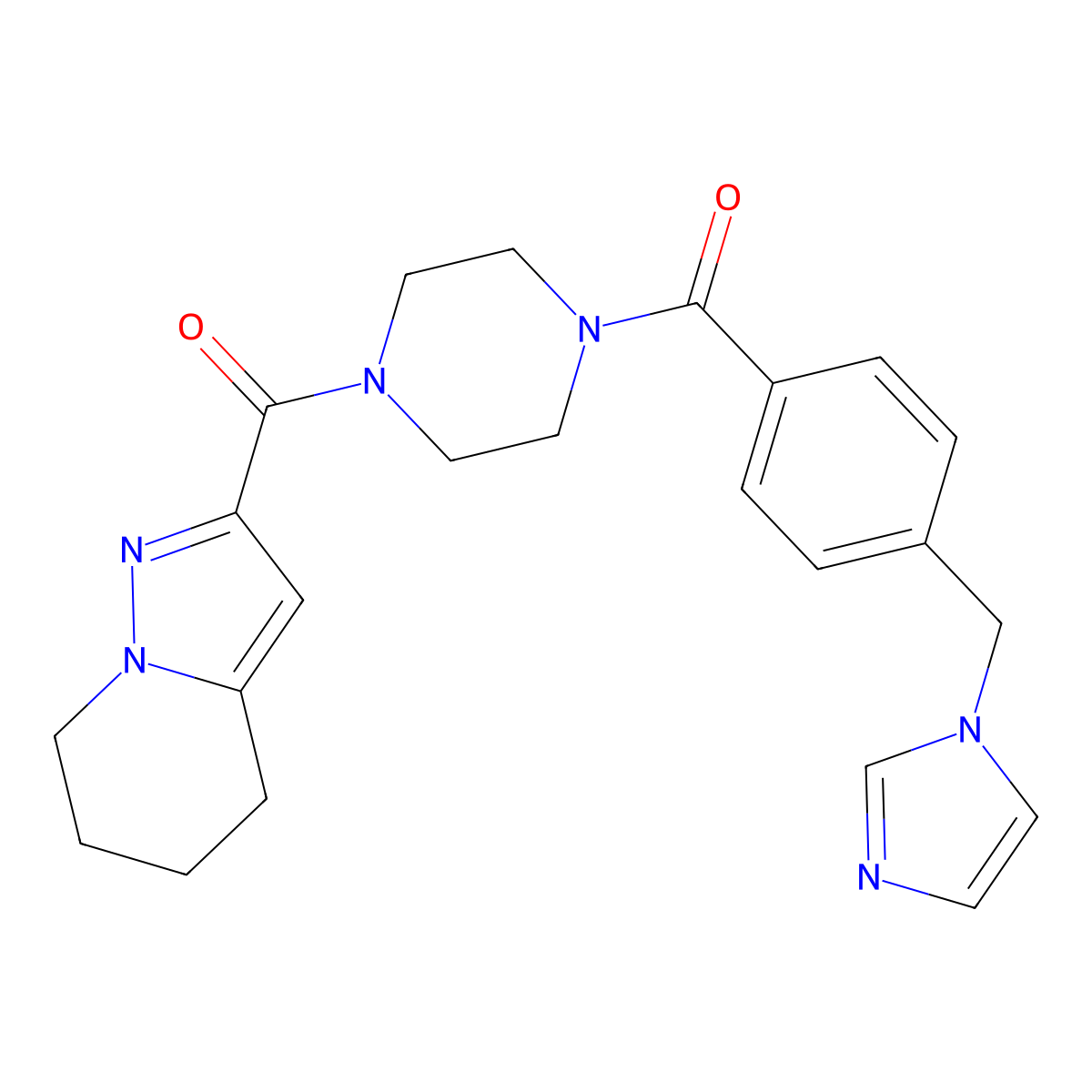 (4-(4-((1H-imidazol-1-yl)methyl)benzoyl)piperazin-1-yl)(4,5,6,7-tetrahydropyrazolo[1,5-a]pyridin-2-yl)methanone molecular structure, CAS 2034245-37-7