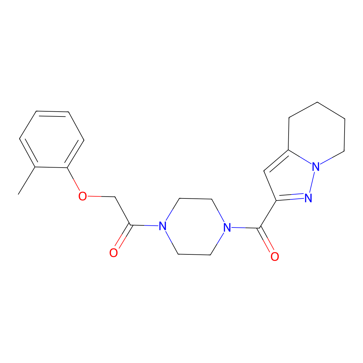 1-(4-(4,5,6,7-Tetrahydropyrazolo[1,5-a]pyridine-2-carbonyl)piperazin-1-yl)-2-(o-tolyloxy)ethanone molecular structure, CAS 2034245-41-3