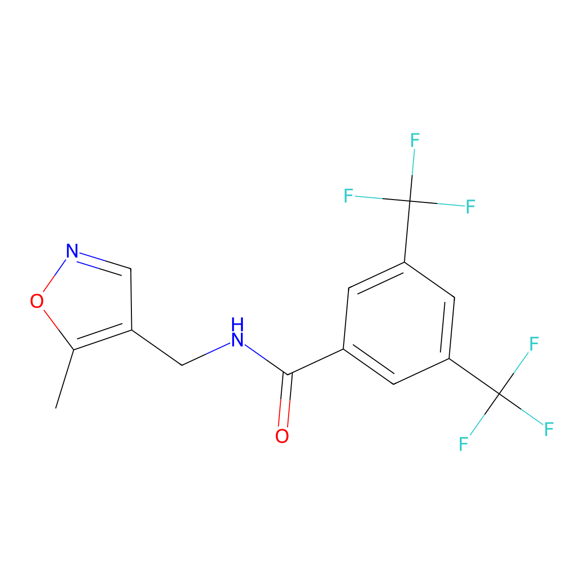 N-((5-methylisoxazol-4-yl)methyl)-3,5-bis(trifluoromethyl)benzamide molecular structure, CAS 2034245-43-5