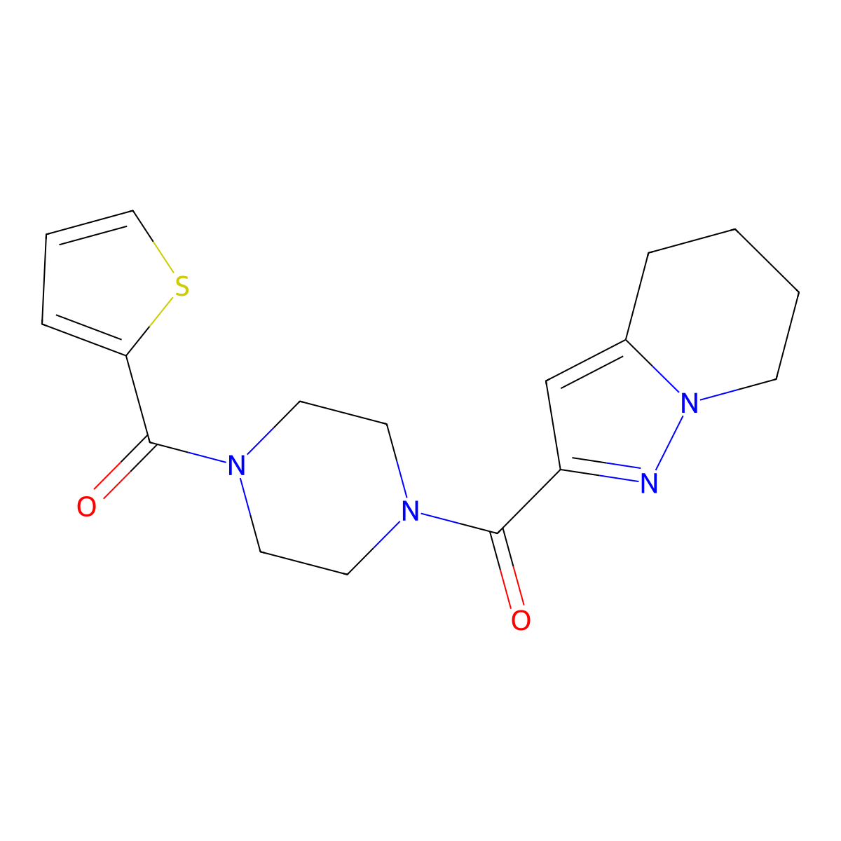 (4,5,6,7-Tetrahydropyrazolo[1,5-a]pyridin-2-yl)(4-(thiophene-2-carbonyl)piperazin-1-yl)methanone molecular structure, CAS 2034245-44-6