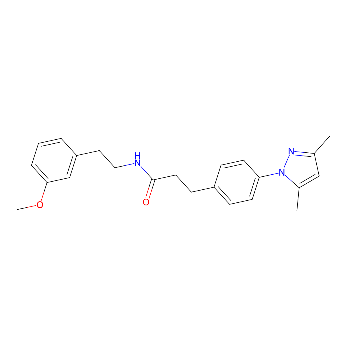 3-(4-(3,5-dimethyl-1H-pyrazol-1-yl)phenyl)-N-(3-methoxyphenethyl)propanamide molecular structure, CAS 2034245-46-8