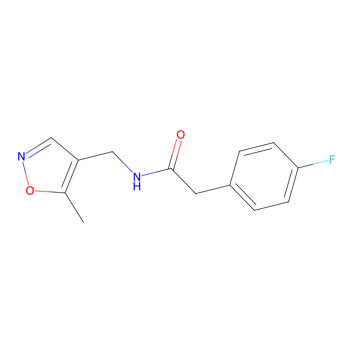 2-(4-fluorophenyl)-N-((5-methylisoxazol-4-yl)methyl)acetamide molecular structure, CAS 2034245-47-9