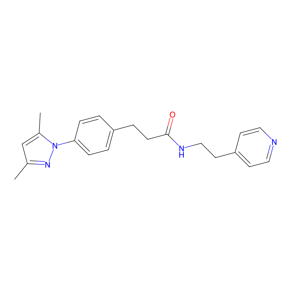 3-(4-(3,5-dimethyl-1H-pyrazol-1-yl)phenyl)-N-(2-(pyridin-4-yl)ethyl)propanamide molecular structure, CAS 2034245-48-0
