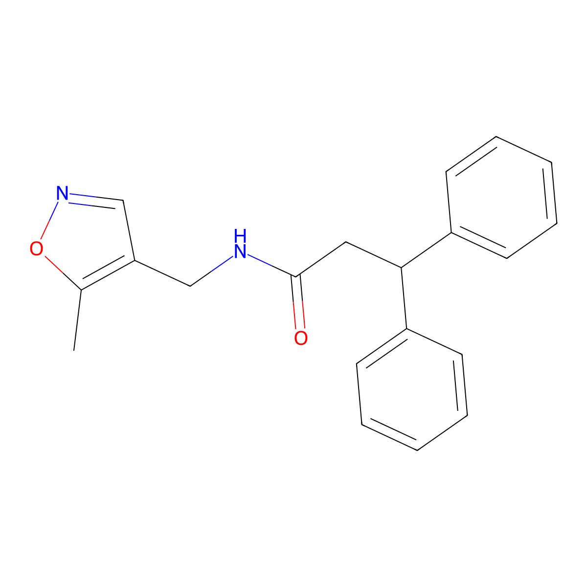 N-((5-methylisoxazol-4-yl)methyl)-3,3-diphenylpropanamide molecular structure, CAS 2034245-49-1