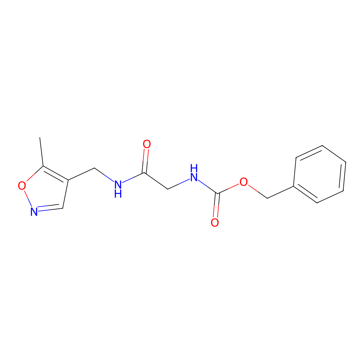 Benzyl (2-(((5-methylisoxazol-4-yl)methyl)amino)-2-oxoethyl)carbamate molecular structure, CAS 2034245-55-9