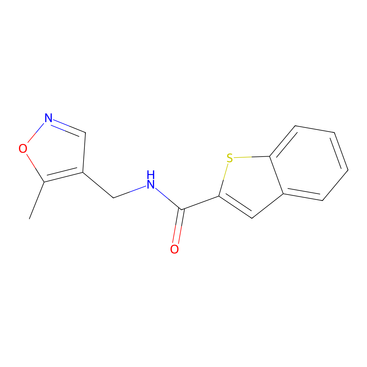 N-((5-methylisoxazol-4-yl)methyl)benzo[b]thiophene-2-carboxamide molecular structure, CAS 2034245-56-0