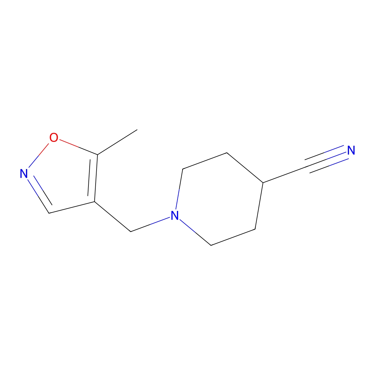 1-((5-Methylisoxazol-4-yl)methyl)piperidine-4-carbonitrile molecular structure, CAS 2034245-61-7