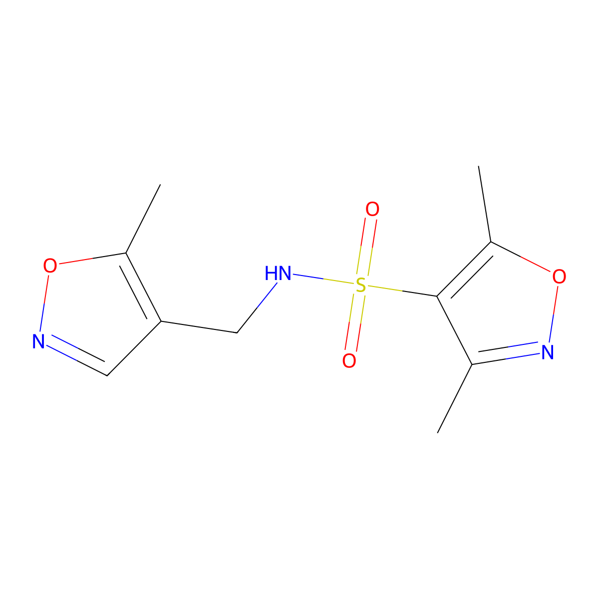3,5-dimethyl-N-((5-methylisoxazol-4-yl)methyl)isoxazole-4-sulfonamide molecular structure, CAS 2034245-66-2