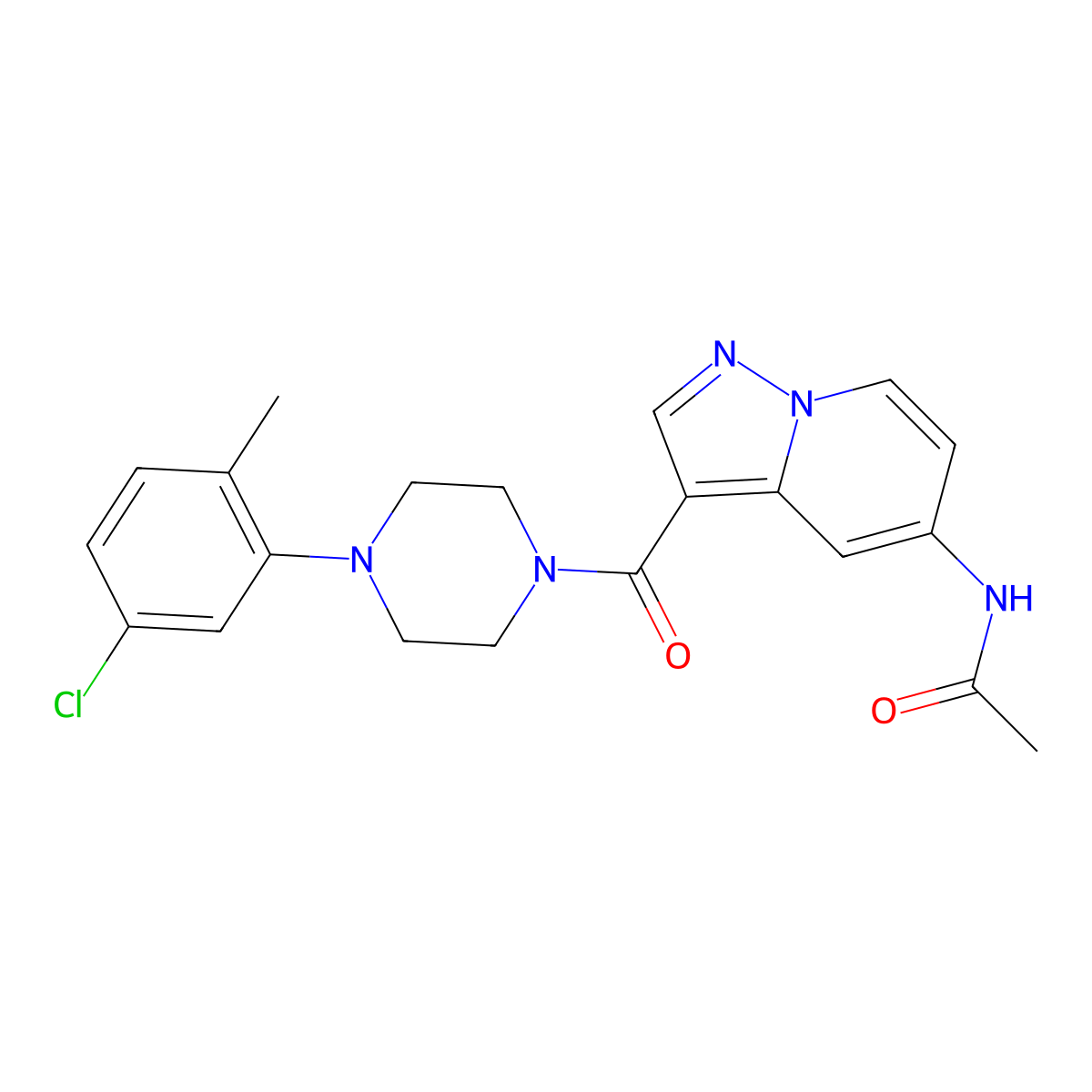 N-{3-[4-(5-chloro-2-methylphenyl)piperazine-1-carbonyl]pyrazolo[1,5-a]pyridin-5-yl}acetamide molecular structure, CAS 2034245-67-3