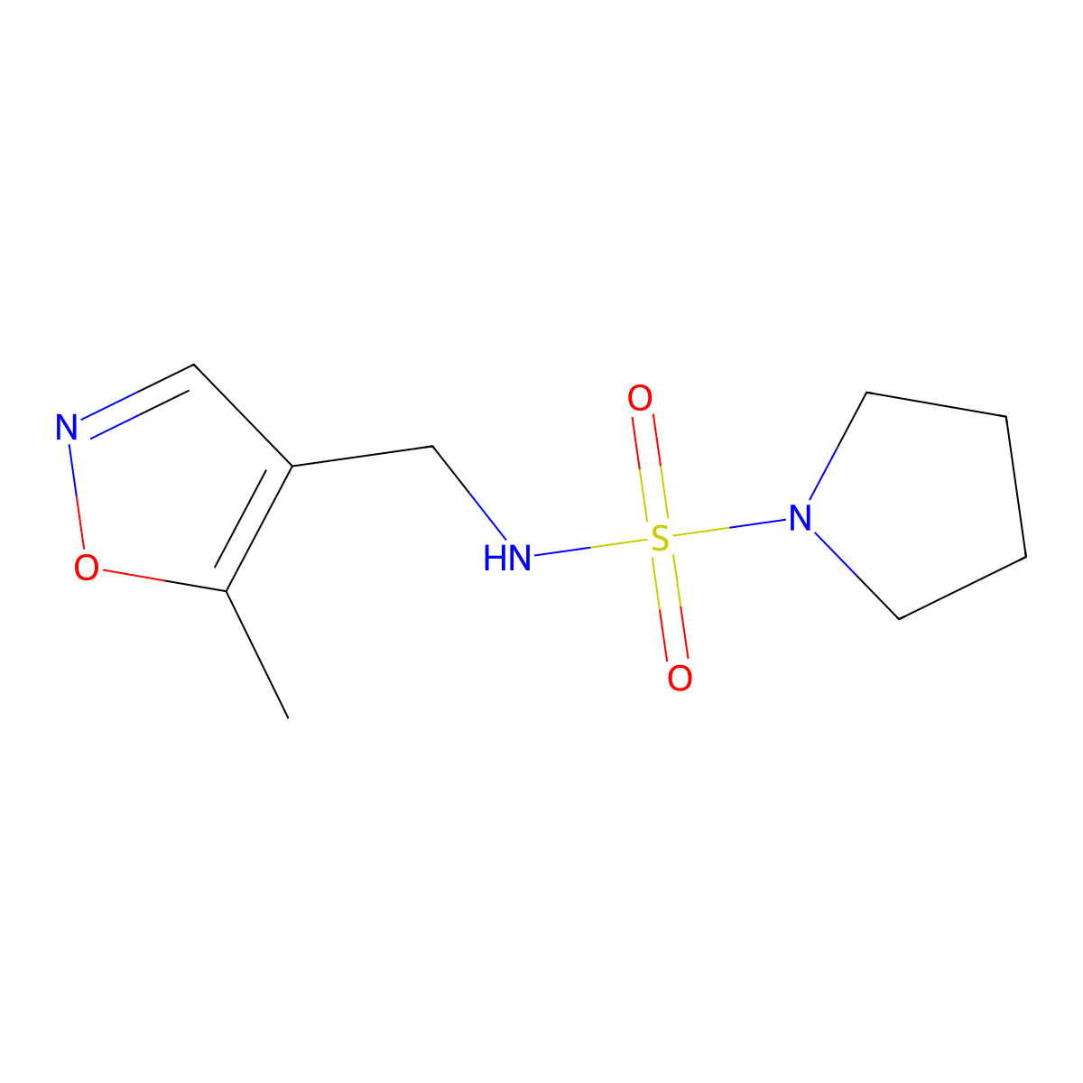 N-((5-methylisoxazol-4-yl)methyl)pyrrolidine-1-sulfonamide molecular structure, CAS 2034245-74-2