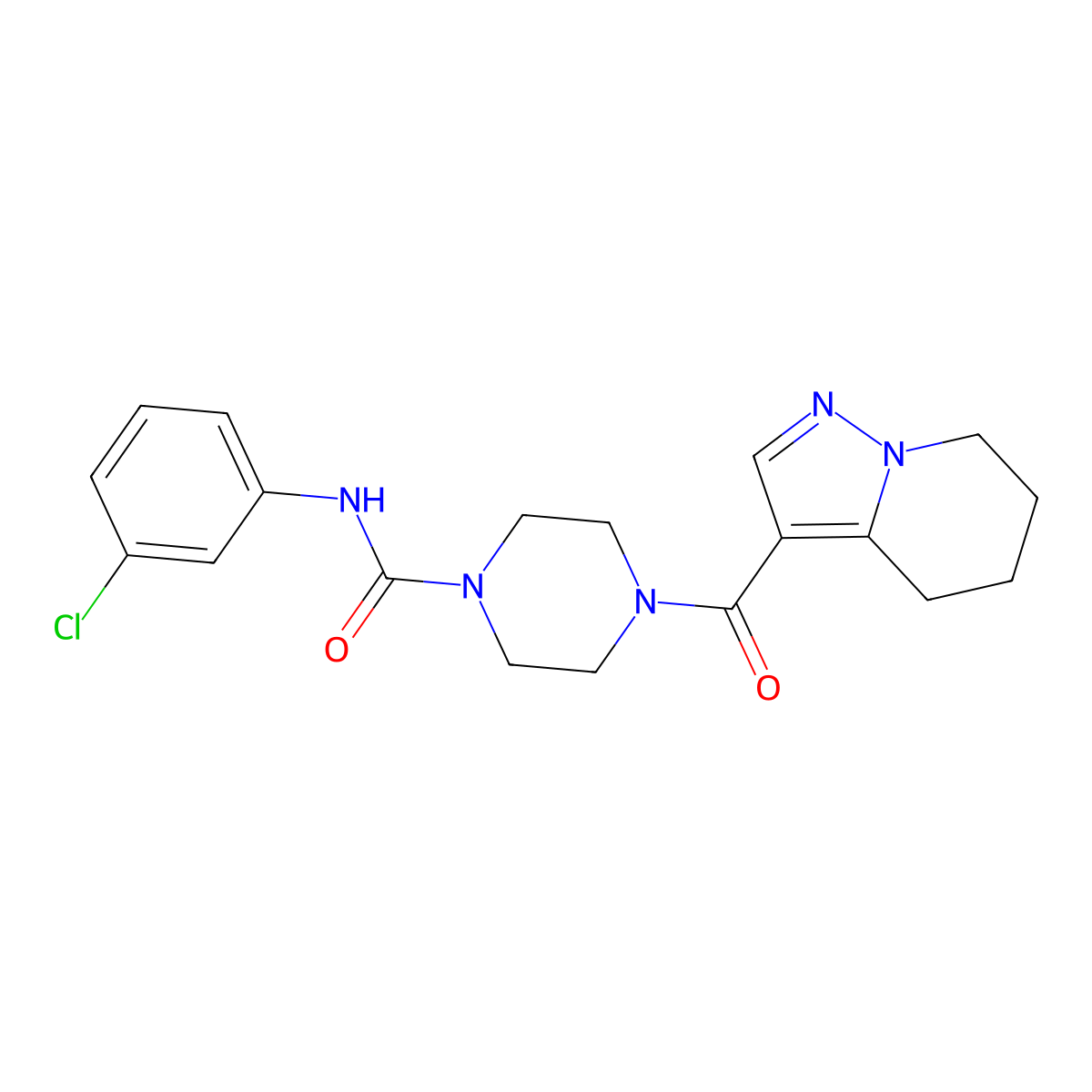 N-(3-chlorophenyl)-4-(4,5,6,7-tetrahydropyrazolo[1,5-a]pyridine-3-carbonyl)piperazine-1-carboxamide molecular structure, CAS 2034245-79-7