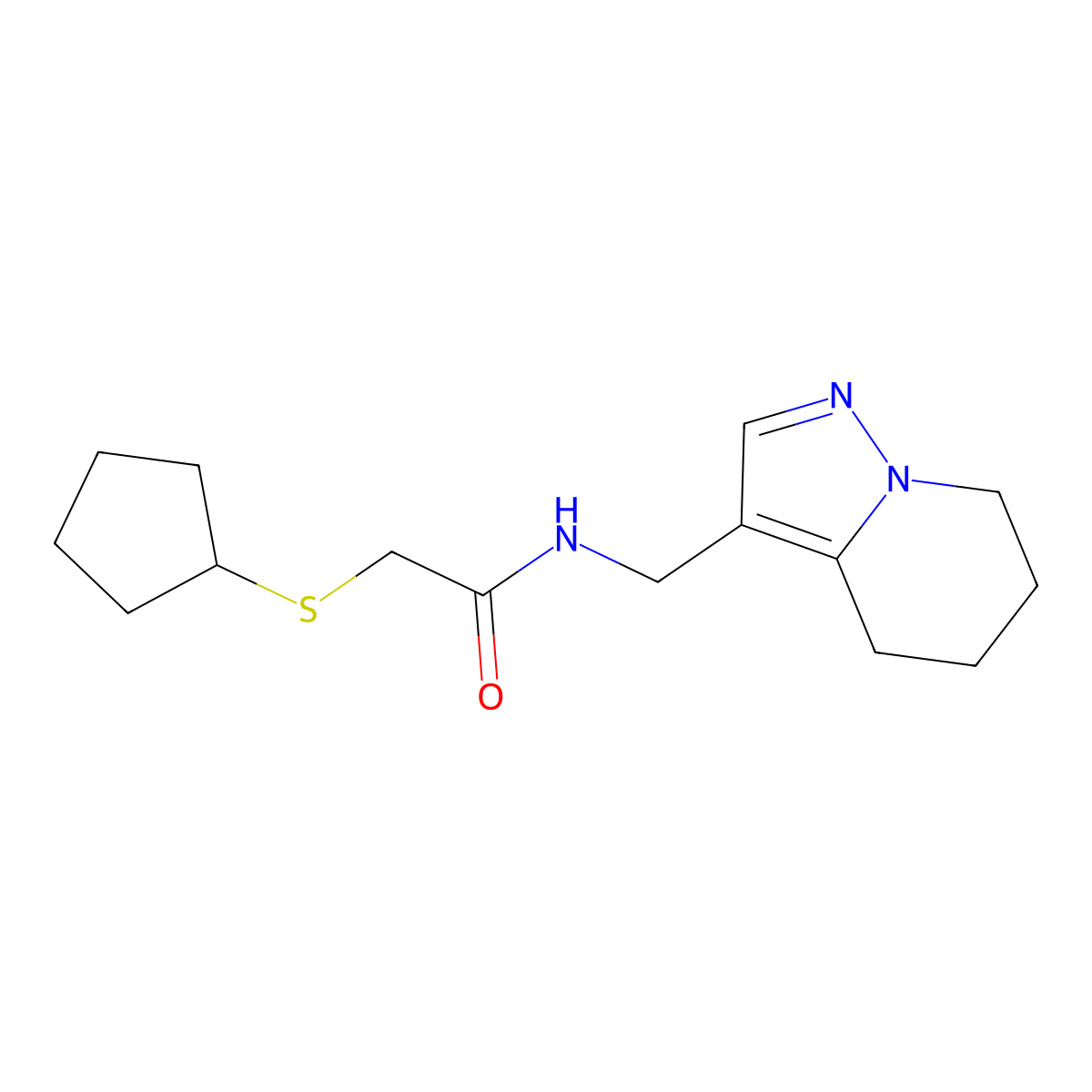 2-(cyclopentylthio)-N-((4,5,6,7-tetrahydropyrazolo[1,5-a]pyridin-3-yl)methyl)acetamide molecular structure, CAS 2034245-82-2