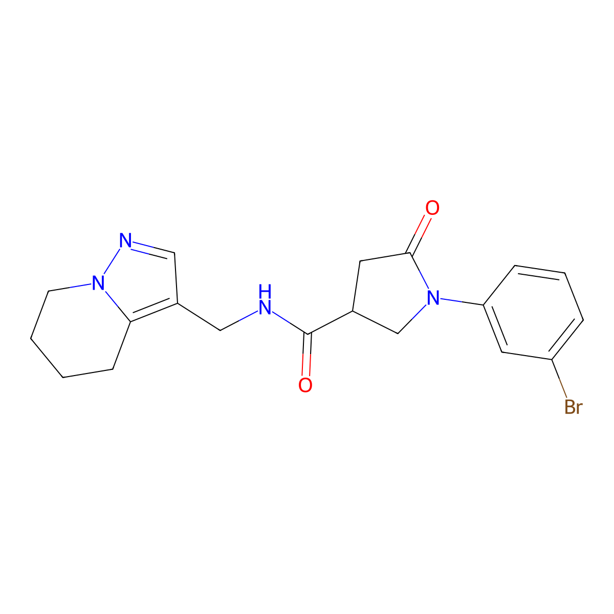 1-(3-bromophenyl)-5-oxo-N-((4,5,6,7-tetrahydropyrazolo[1,5-a]pyridin-3-yl)methyl)pyrrolidine-3-carboxamide molecular structure, CAS 2034245-85-5