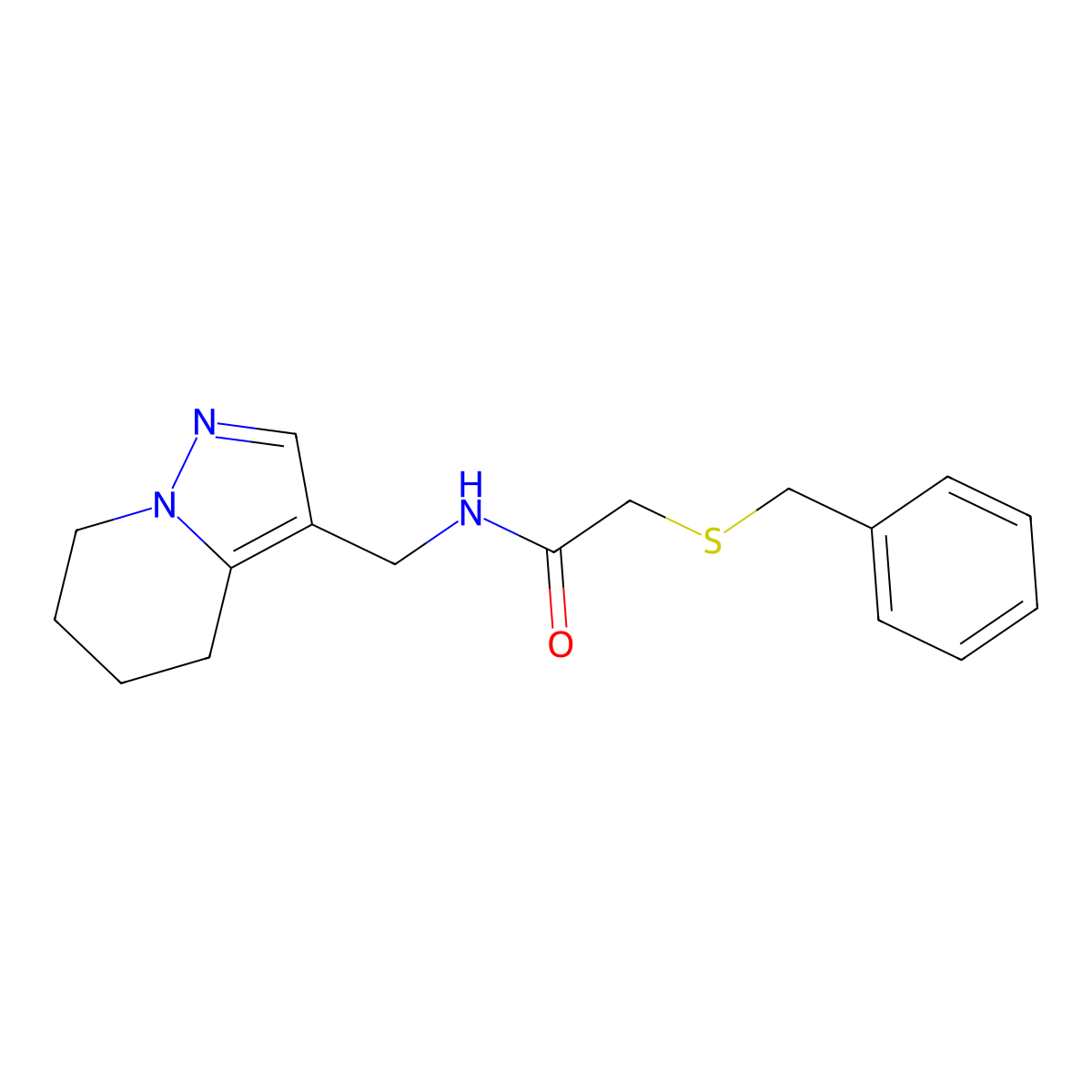 2-(benzylthio)-N-((4,5,6,7-tetrahydropyrazolo[1,5-a]pyridin-3-yl)methyl)acetamide molecular structure, CAS 2034245-89-9