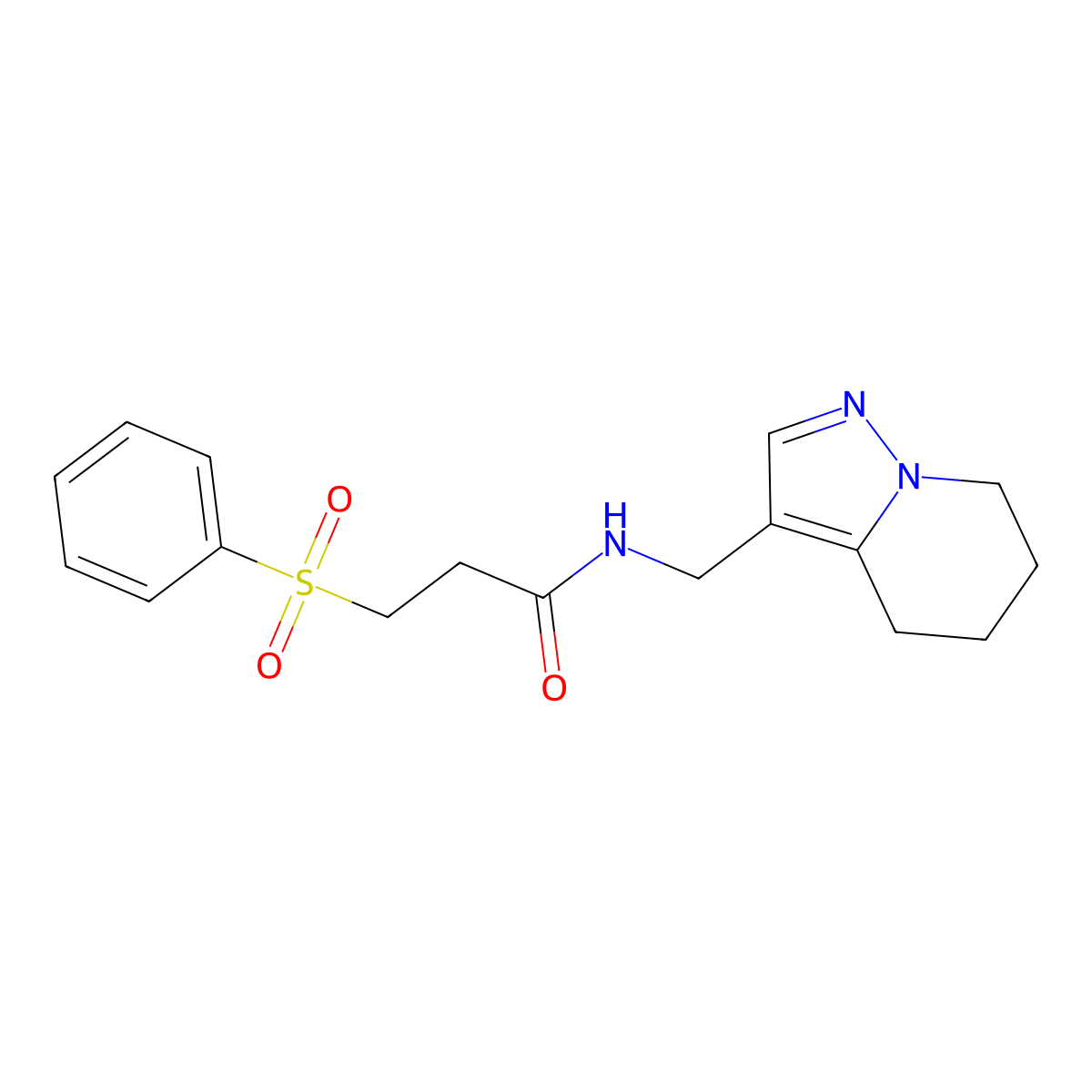 3-(phenylsulfonyl)-N-((4,5,6,7-tetrahydropyrazolo[1,5-a]pyridin-3-yl)methyl)propanamide molecular structure, CAS 2034245-94-6