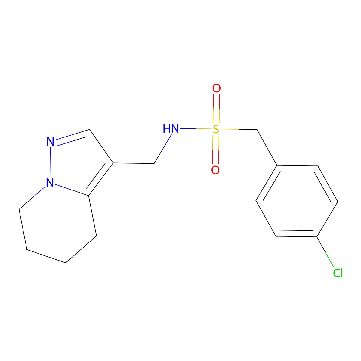 1-(4-chlorophenyl)-N-((4,5,6,7-tetrahydropyrazolo[1,5-a]pyridin-3-yl)methyl)methanesulfonamide molecular structure, CAS 2034246-10-9