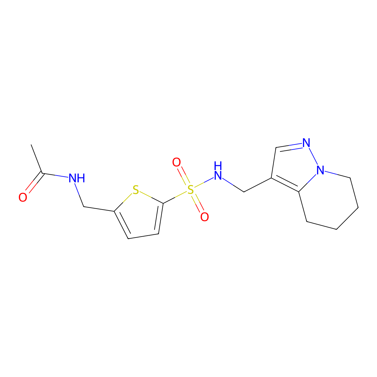 N-((5-(N-((4,5,6,7-tetrahydropyrazolo[1,5-a]pyridin-3-yl)methyl)sulfamoyl)thiophen-2-yl)methyl)acetamide molecular structure, CAS 2034246-12-1