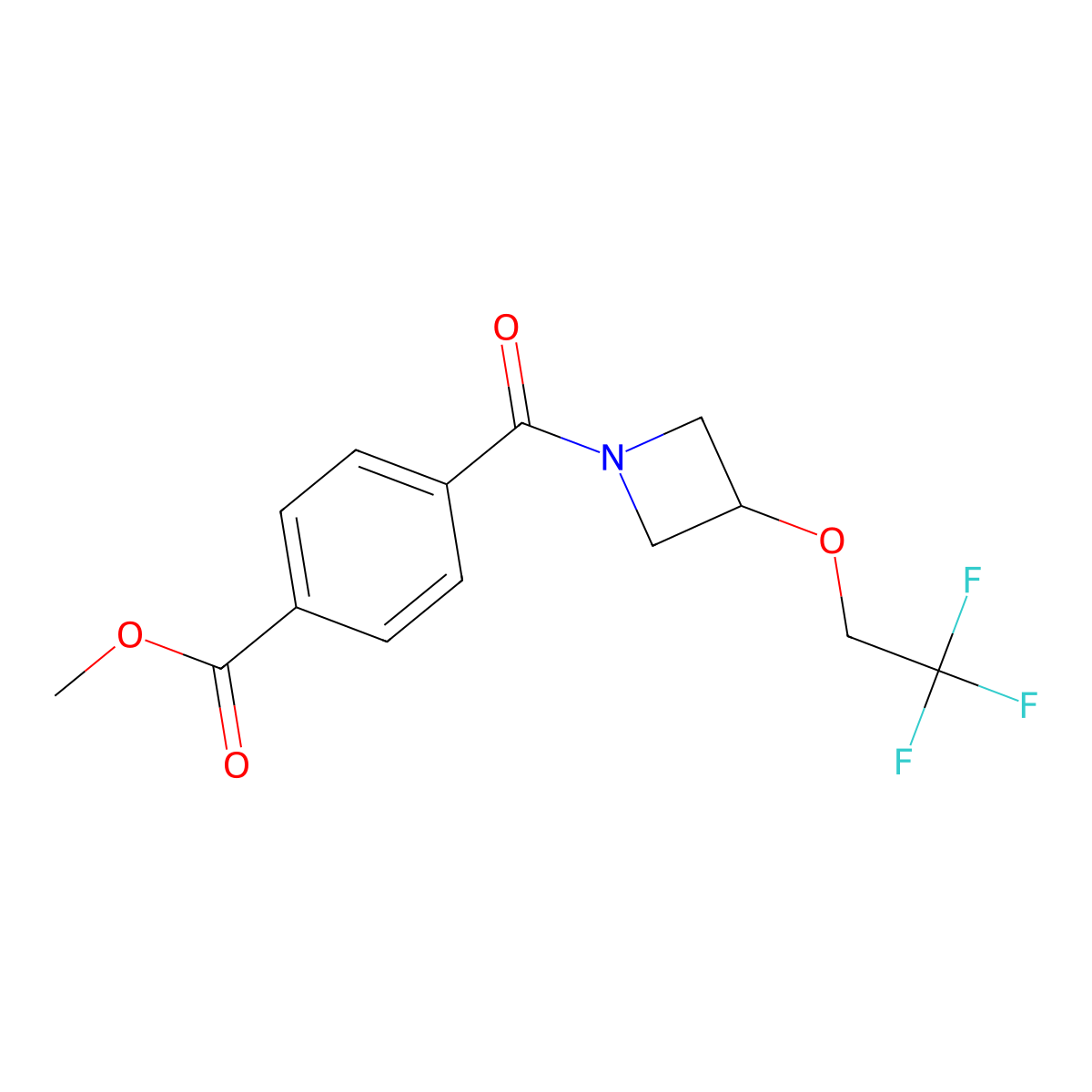Methyl 4-[3-(2,2,2-trifluoroethoxy)azetidine-1-carbonyl]benzoate molecular structure, CAS 2034246-17-6