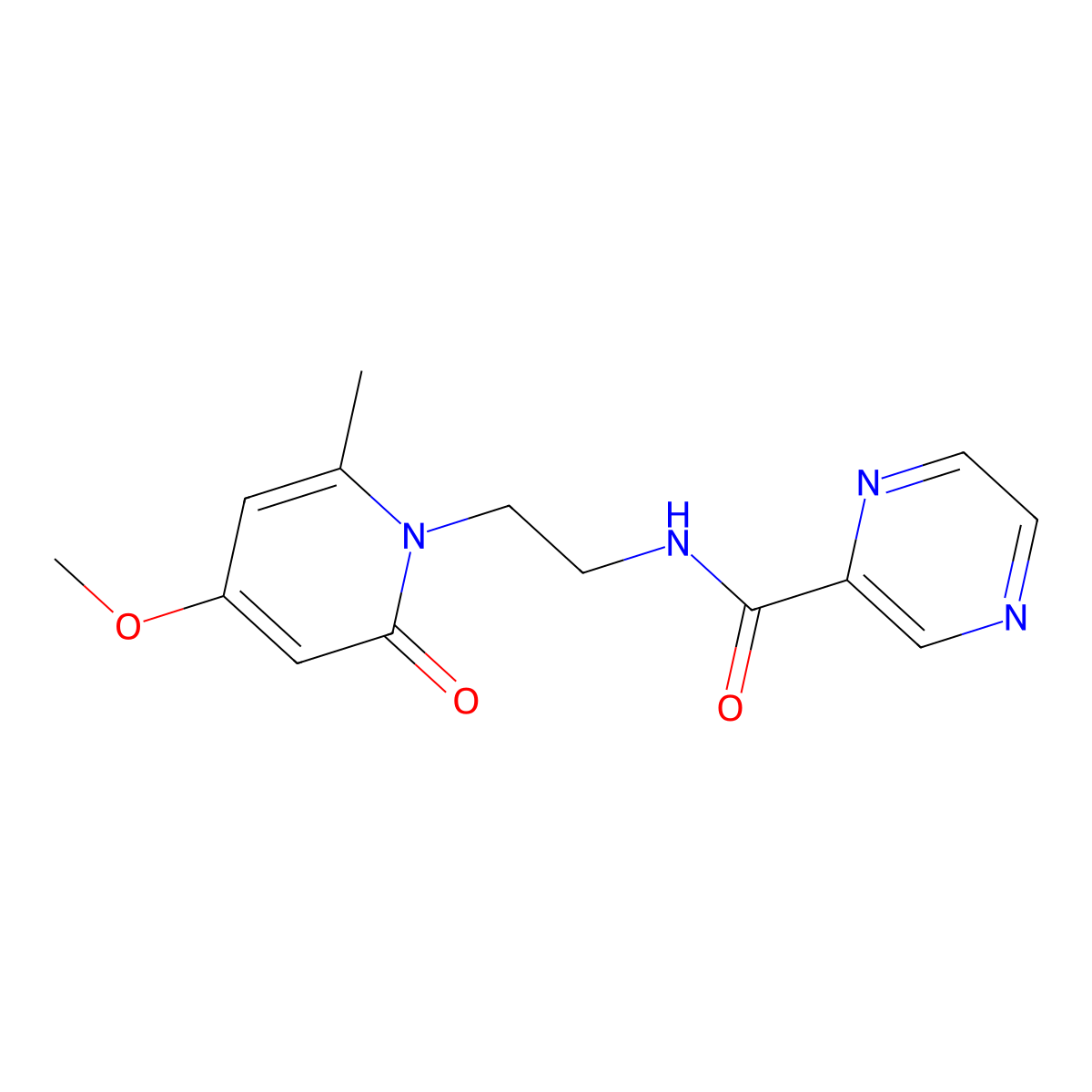 N-(2-(4-methoxy-6-methyl-2-oxopyridin-1(2H)-yl)ethyl)pyrazine-2-carboxamide molecular structure, CAS 2034246-18-7